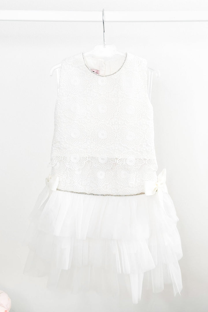 Phi "Rae" White Lace Blouse & Tulle Skirt - Millie and John