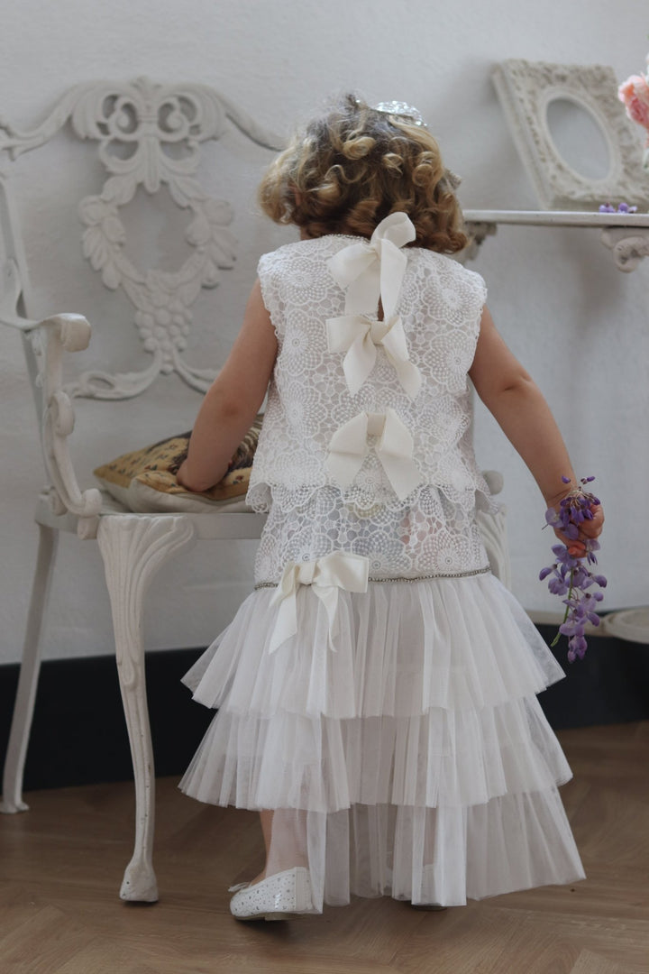 Phi "Rae" White Lace Blouse & Tulle Skirt - Millie and John