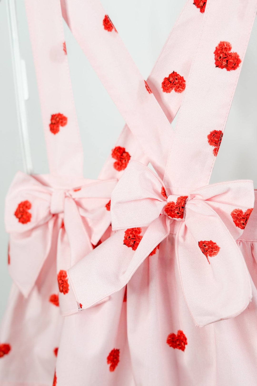 Phi "Roxy" Pink Floral Heart Pinafore Skirt - Millie and John
