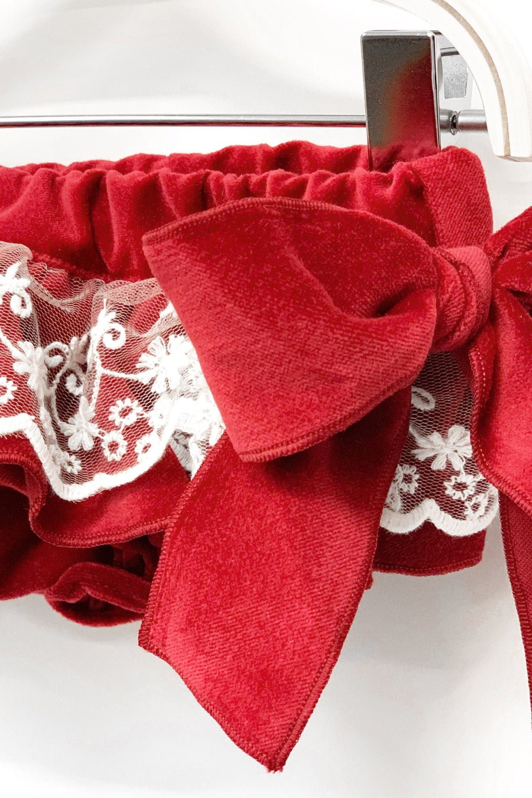 Phi Ruby Red Lace Velvet Bloomers - Millie and John