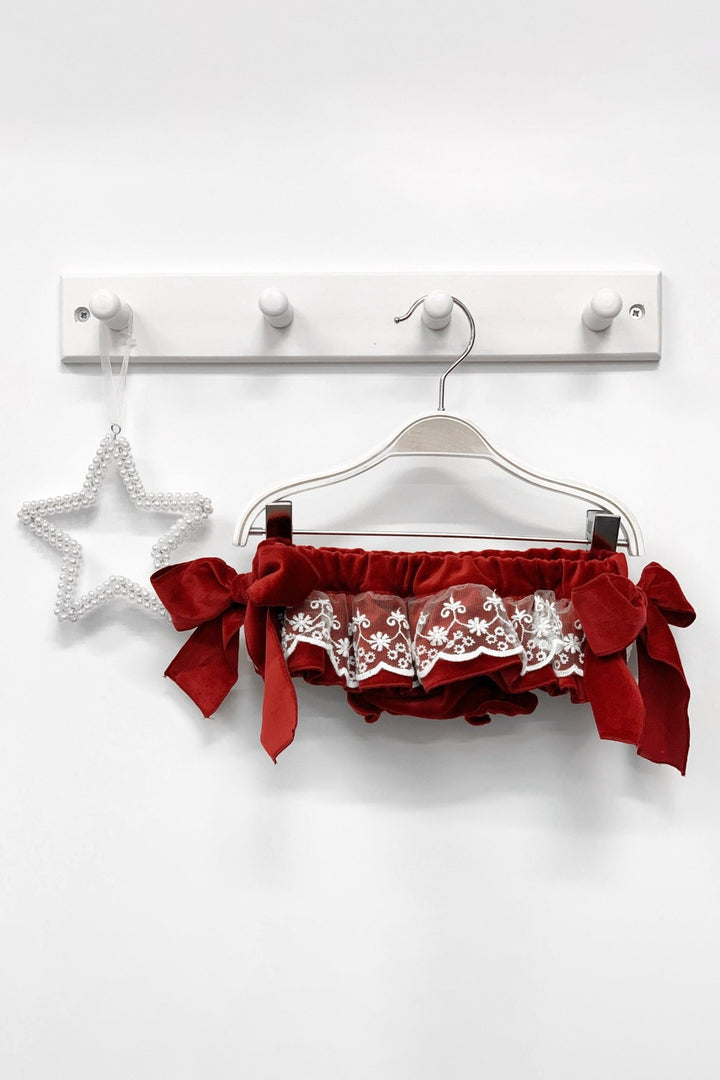 Phi Ruby Red Lace Velvet Bloomers - Millie and John
