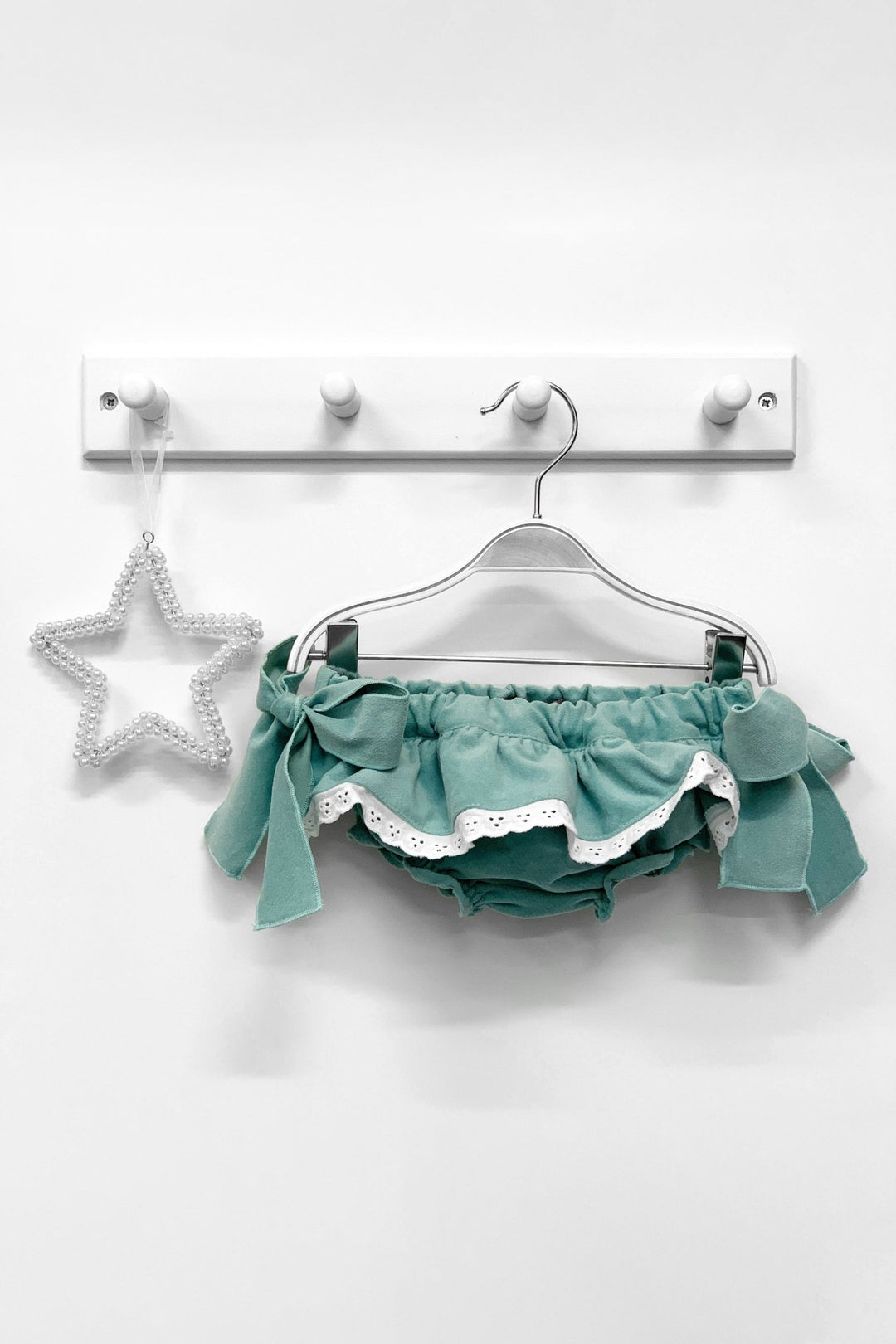 Phi Sage Green Velvet Bow Bloomers - Millie and John