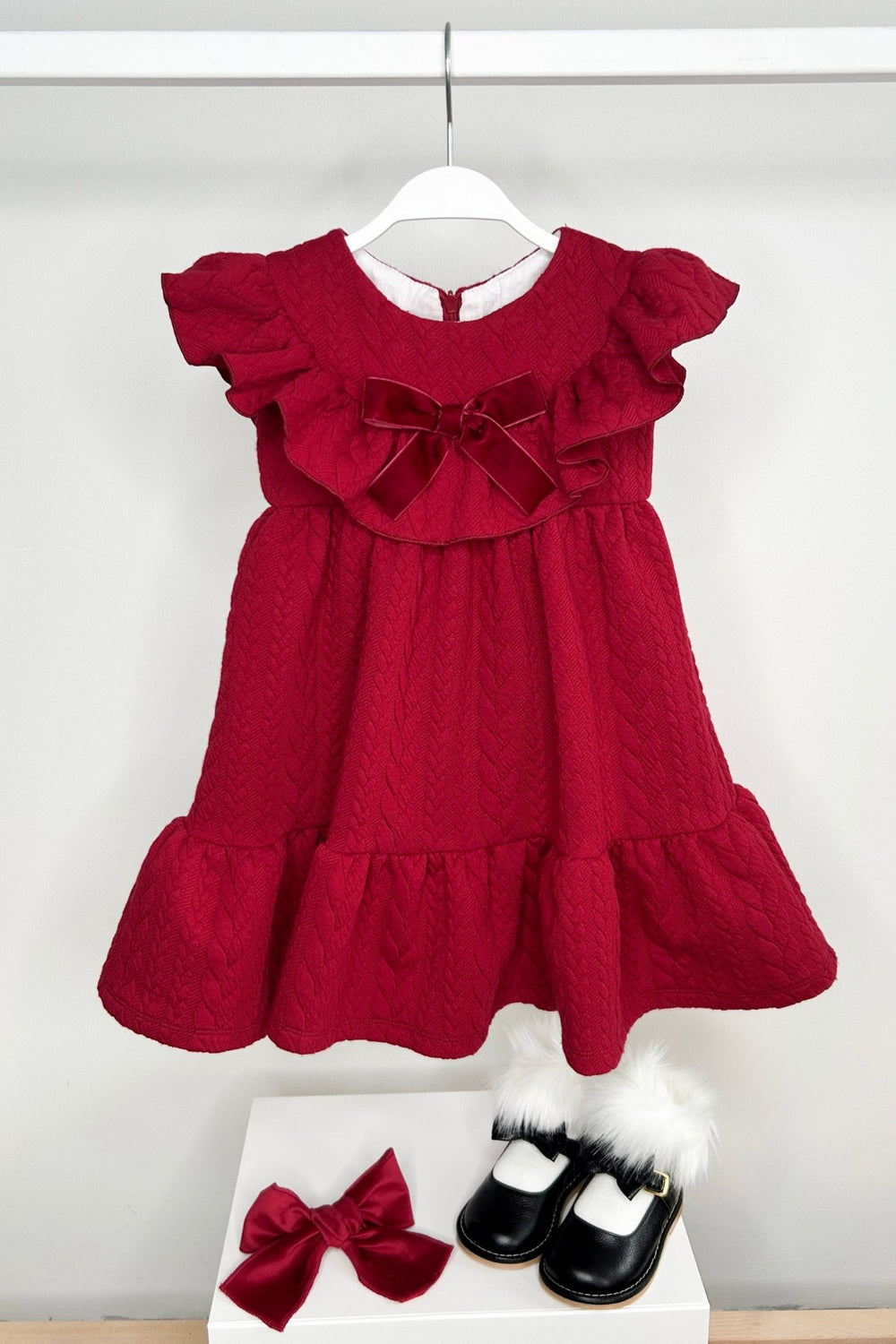 Phi "Sylvia" Red Cable Knit Dress - Millie and John