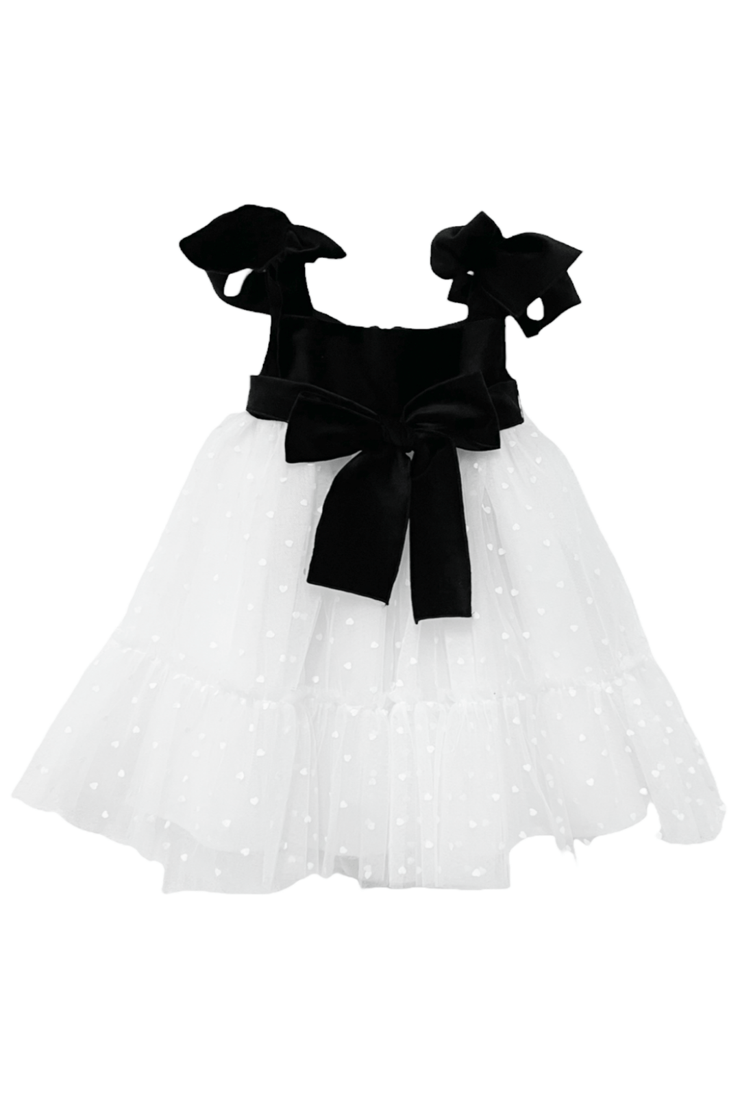 Phi "Theodora" Black & White Velvet Tulle Dress - Millie and John