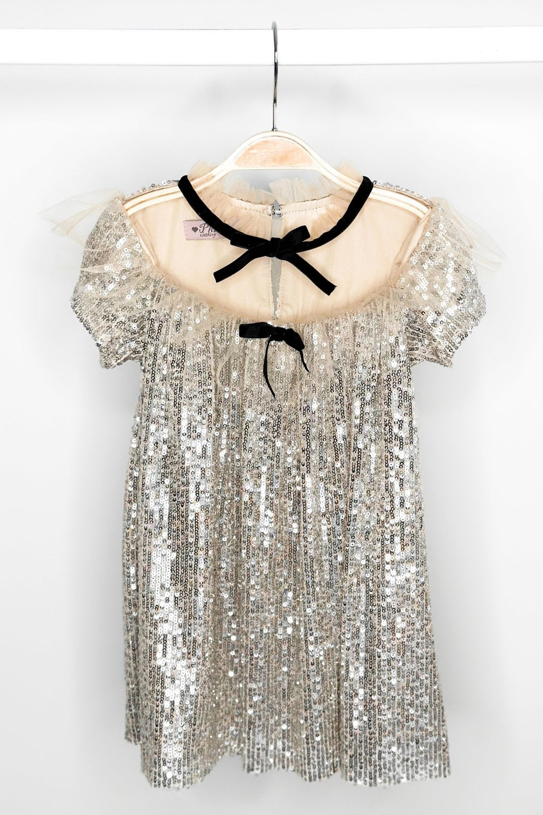 Phi "Trixie" Champagne Sequin Tulle Dress - Millie and John