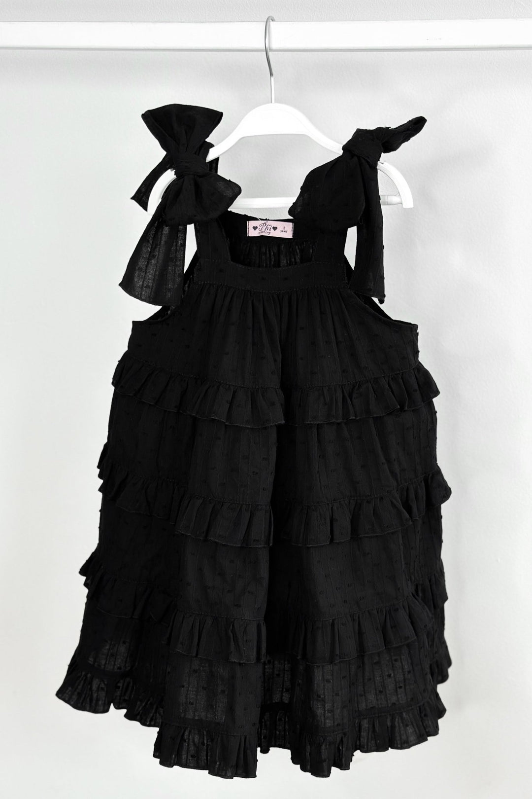 Phi "Willow" Black Plumeti Dot Tiered Dress - Millie and John