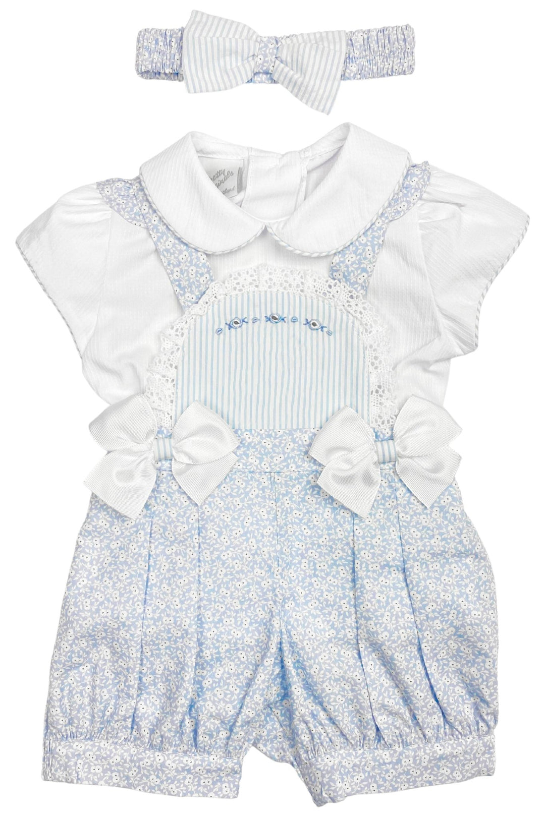 Pretty Originals "Thalia" Blue Floral Blouse, Dungaree & Headband - Millie and John