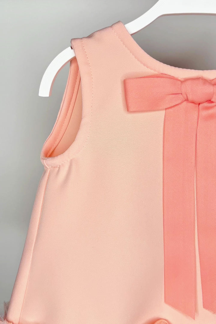 "Alena" Peach Scuba Tulle Dress & Bloomers