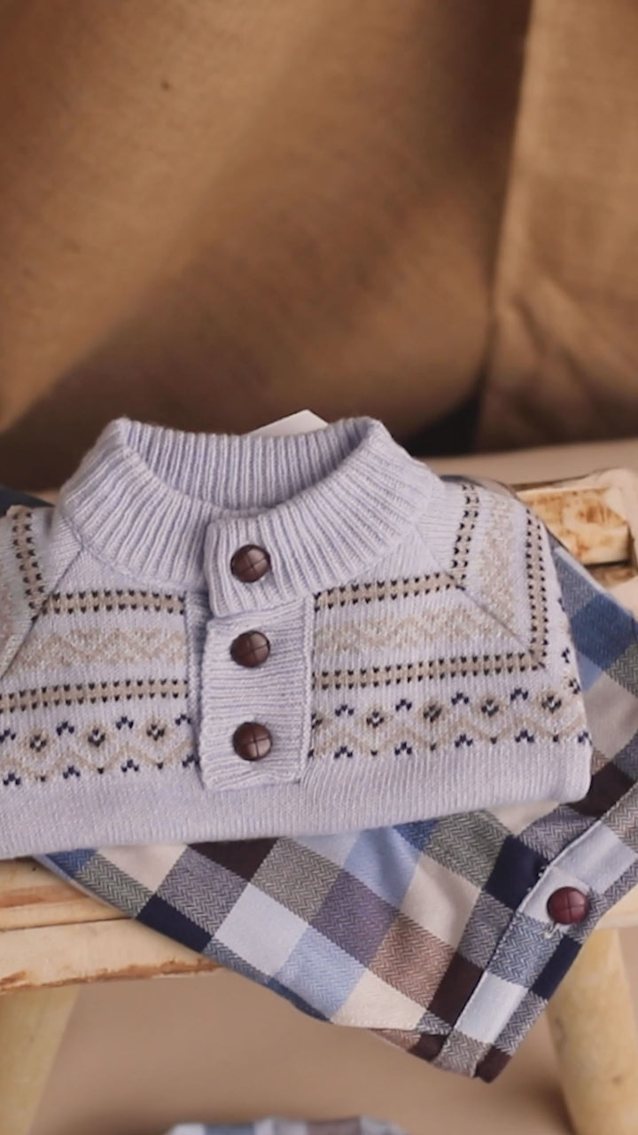 "Maxwell" Blue & Brown Heritage Check Shirt, Top & Trousers