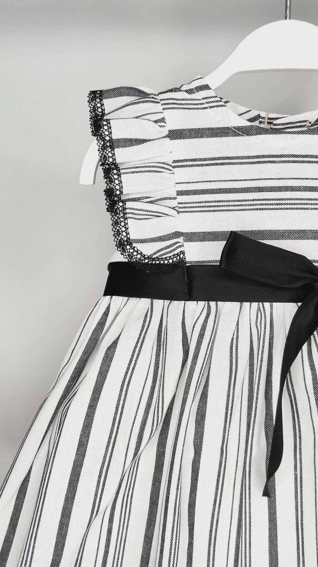 "Penny" Black Stripe Linen Dress & Bloomers