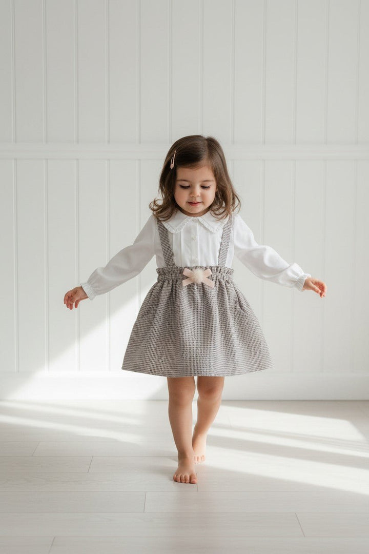Pureté du Bebe "Autumn" Brown Houndstooth Skirt &amp; Blouse - Millie and John