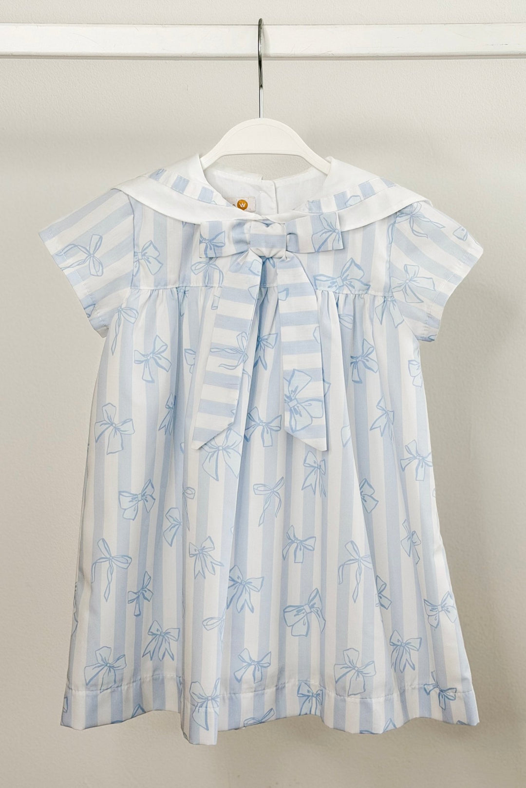 Puro Mimo "Adeline" Blue Stripes &amp; Bows Sailor Dress - Millie and John