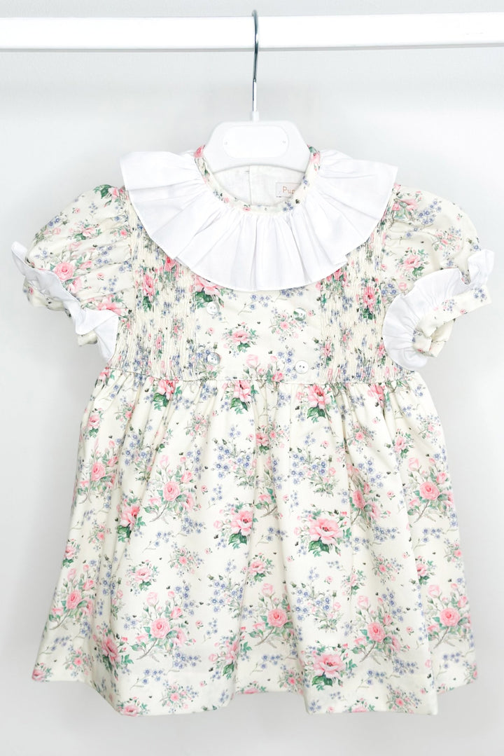 Puro Mimo "Adelyn" Pale Lemon &amp; Pink Vintage Floral Dress - Millie and John