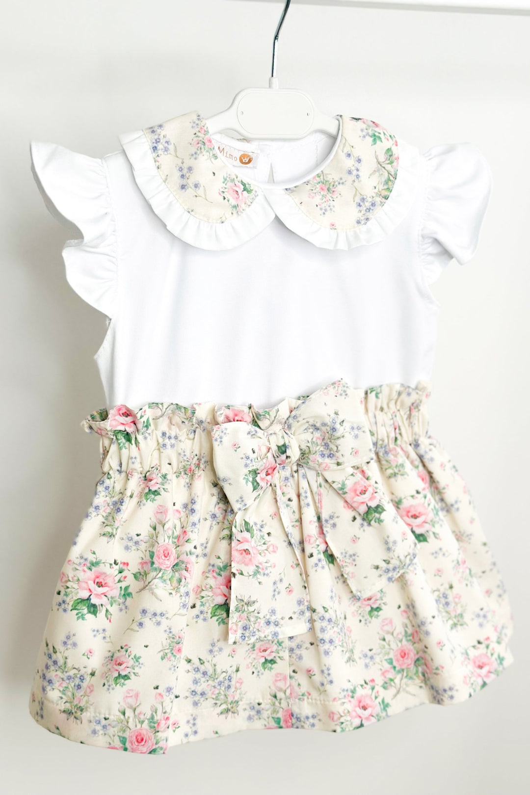 Puro Mimo "Adelyn" Pale Lemon &amp; Pink Vintage Floral Top &amp; Skirt - Millie and John