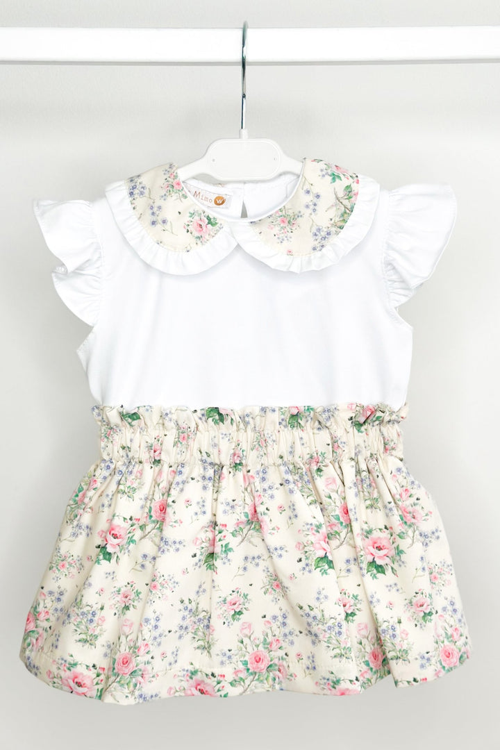 Puro Mimo "Adelyn" Pale Lemon &amp; Pink Vintage Floral Top &amp; Skirt - Millie and John