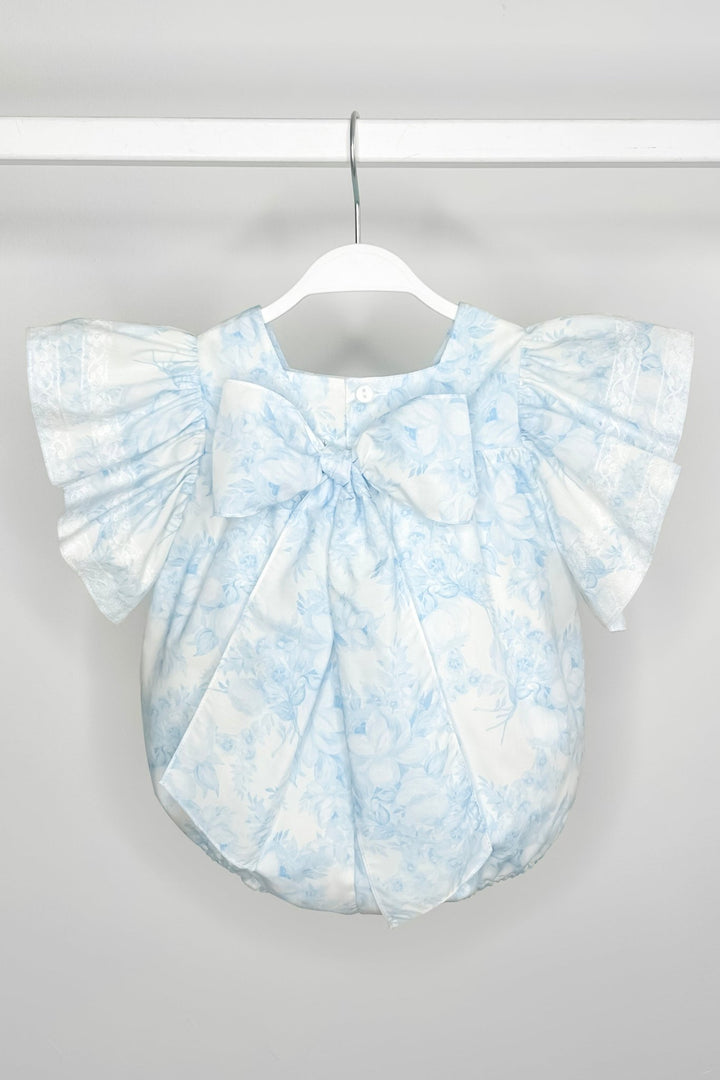 Puro Mimo "Alana" Blue Floral Butterfly Sleeve Romper - Millie and John