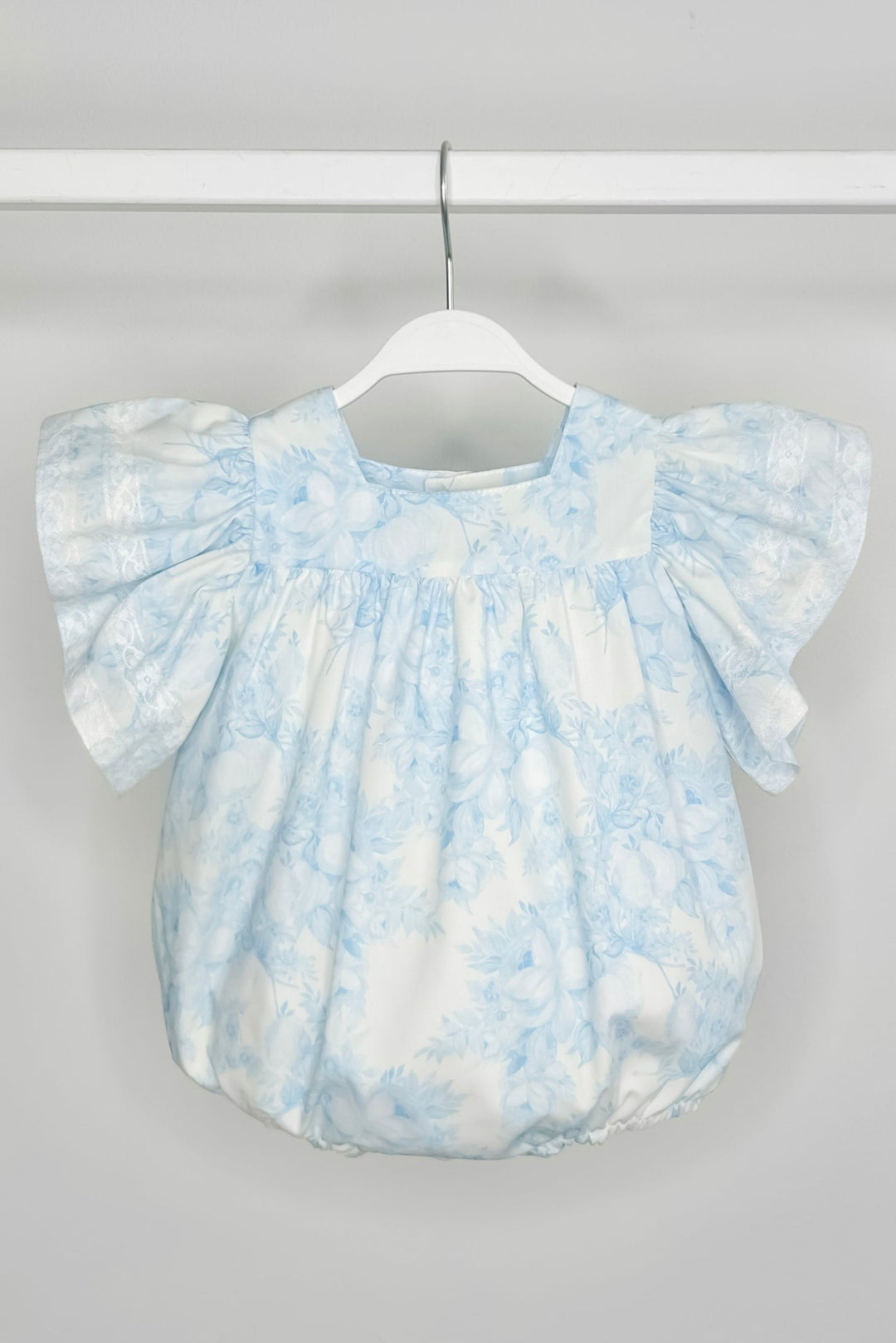 Puro Mimo "Alana" Blue Floral Butterfly Sleeve Romper - Millie and John
