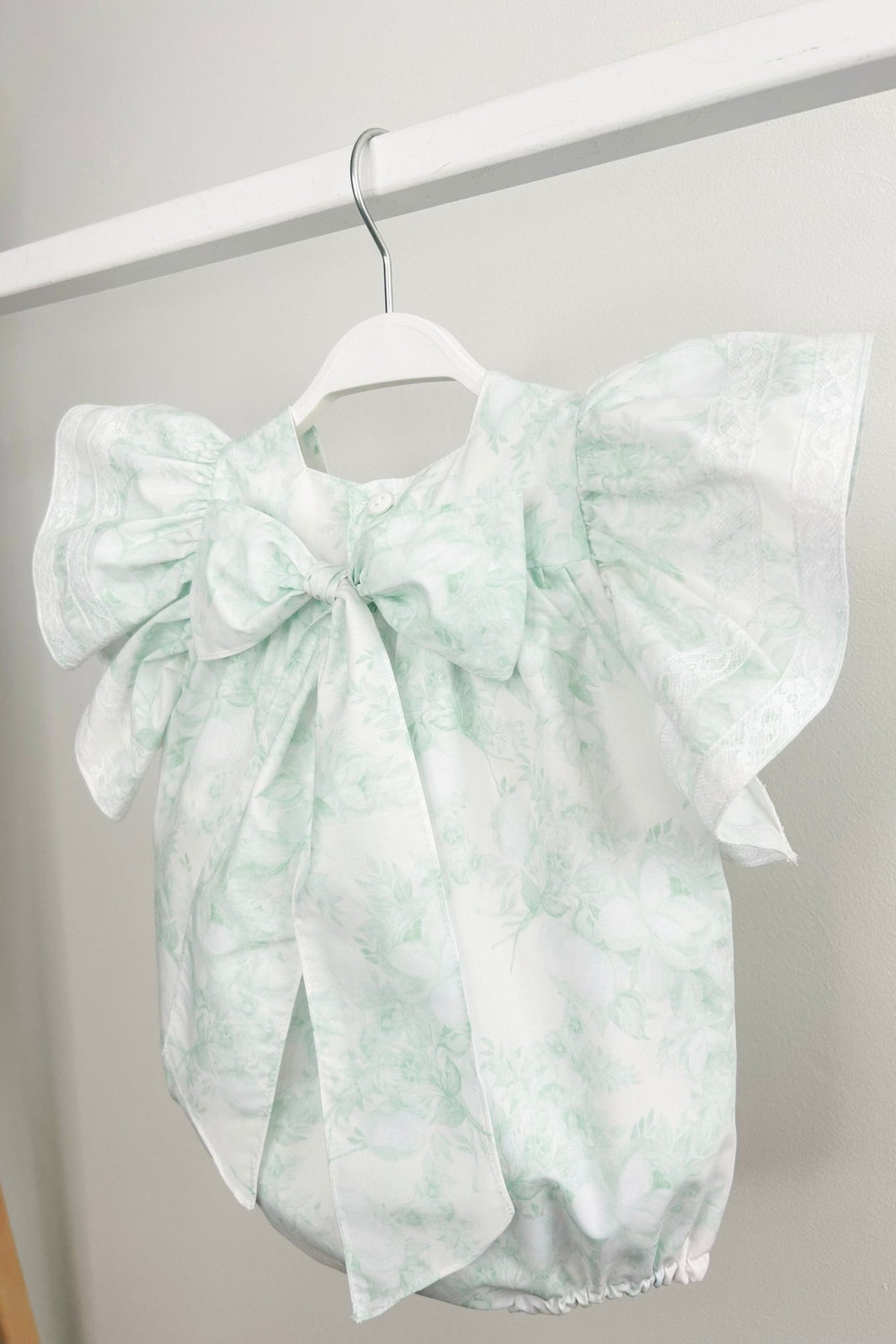 Puro Mimo "Alana" Mint Green Floral Butterfly Sleeve Romper - Millie and John