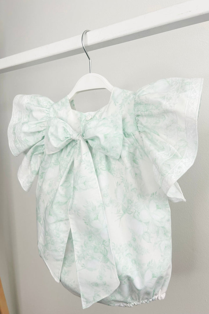 Puro Mimo "Alana" Mint Green Floral Butterfly Sleeve Romper - Millie and John