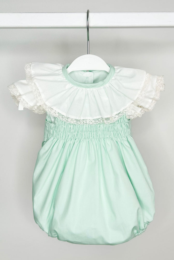 Puro Mimo "Amalia" Mint Green Shirred Romper - Millie and John
