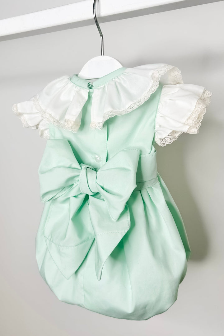 Puro Mimo "Amalia" Mint Green Shirred Romper - Millie and John