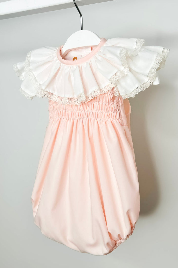 Puro Mimo "Amalia" Peach Shirred Romper - Millie and John