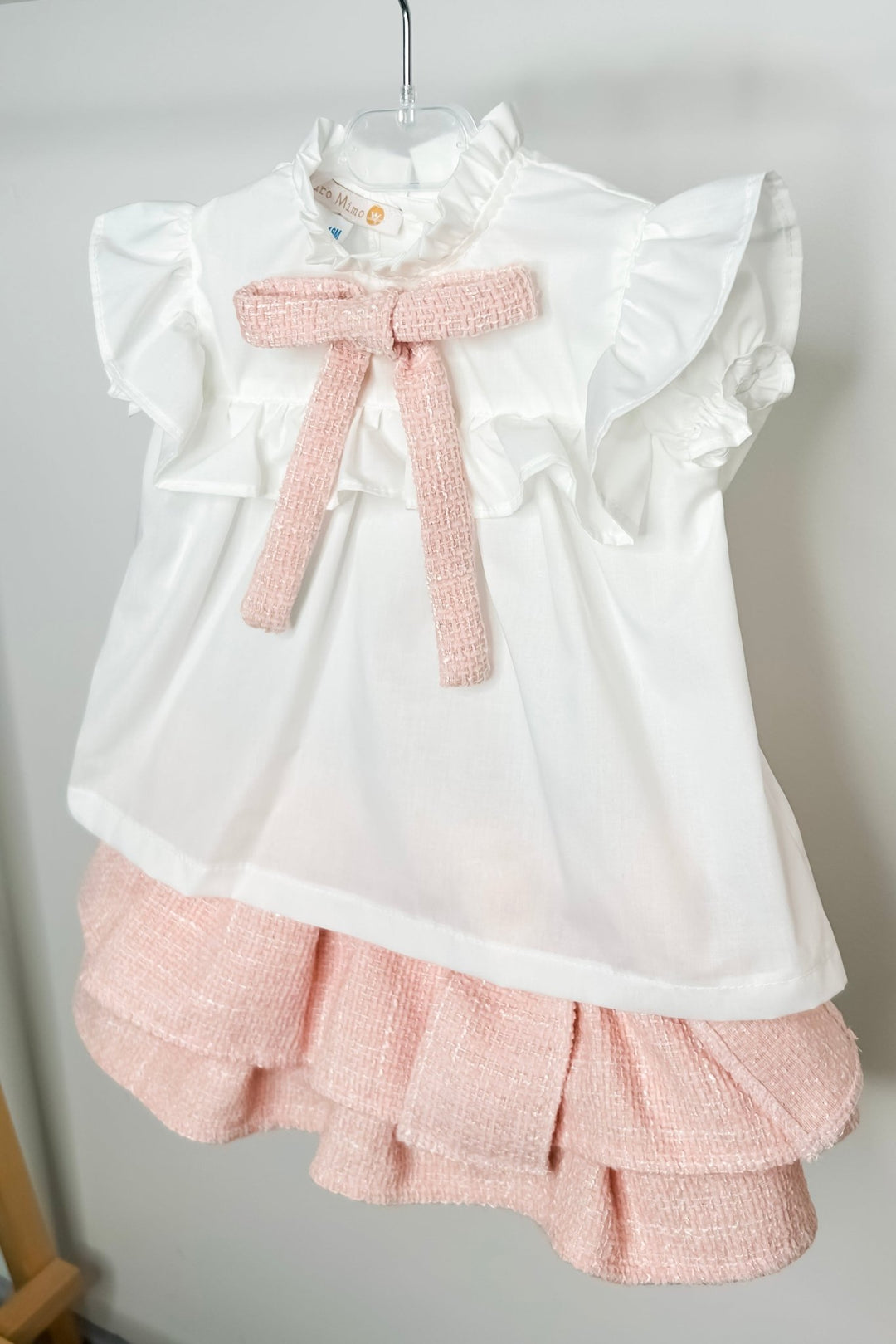 Puro Mimo "Belinda" Blush Pink Bouclé Blouse & Skort - Millie and John