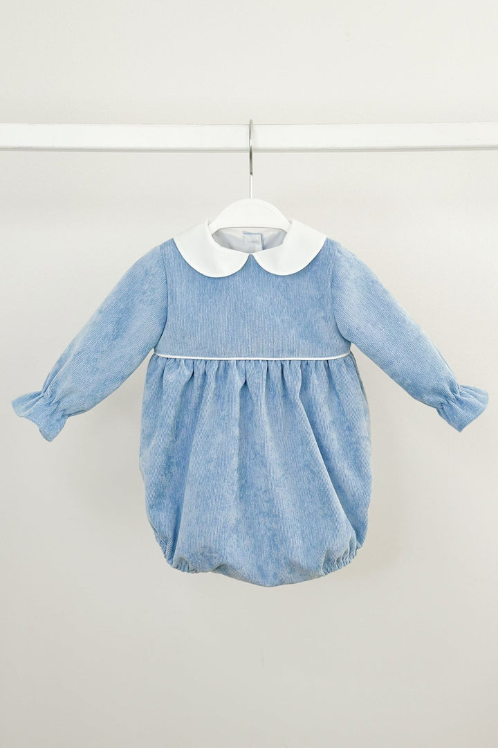 Puro Mimo "Benjamin" Powder Blue Needlecord Romper - Millie and John
