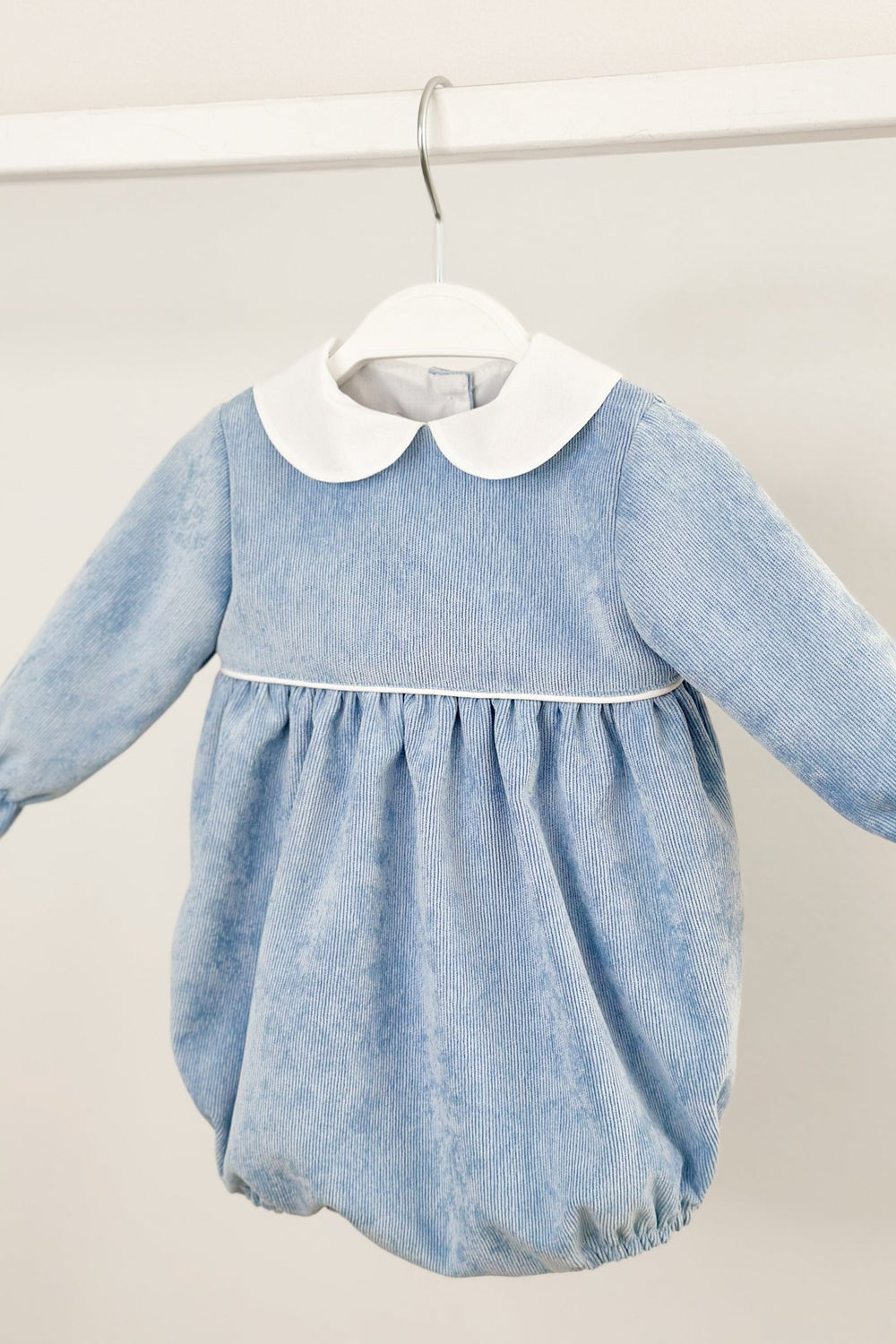 Puro Mimo "Benjamin" Powder Blue Needlecord Romper - Millie and John