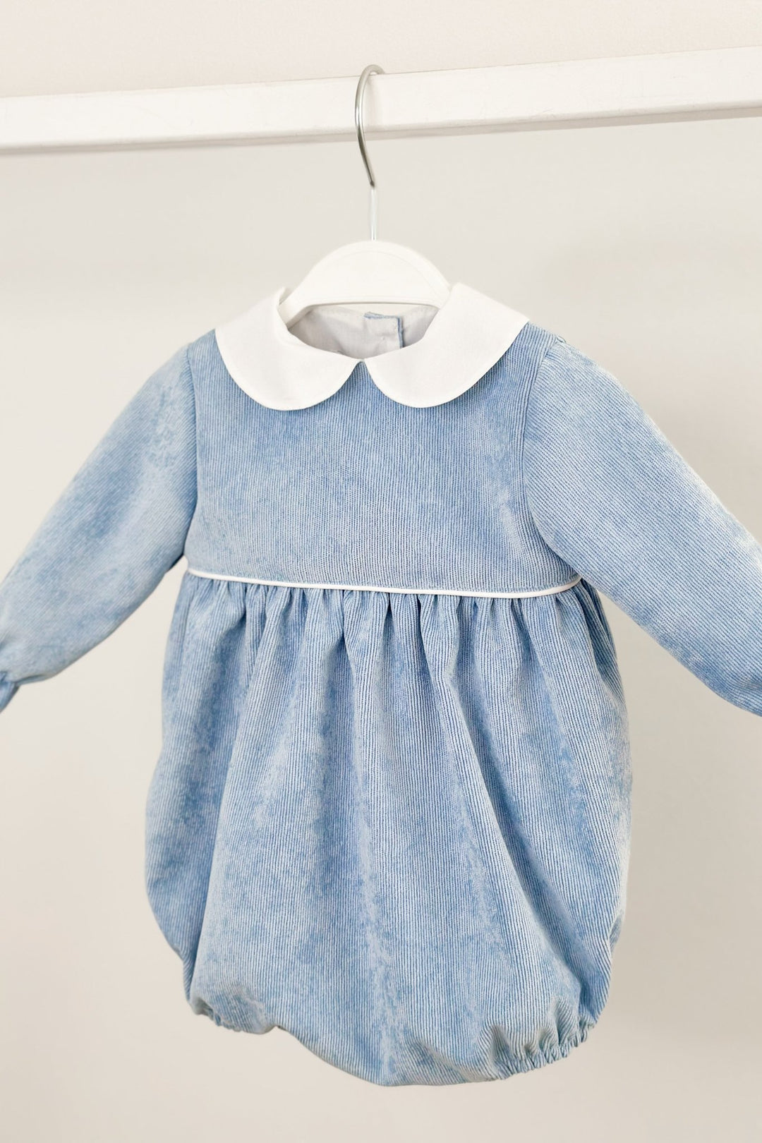 Puro Mimo "Benjamin" Powder Blue Needlecord Romper - Millie and John