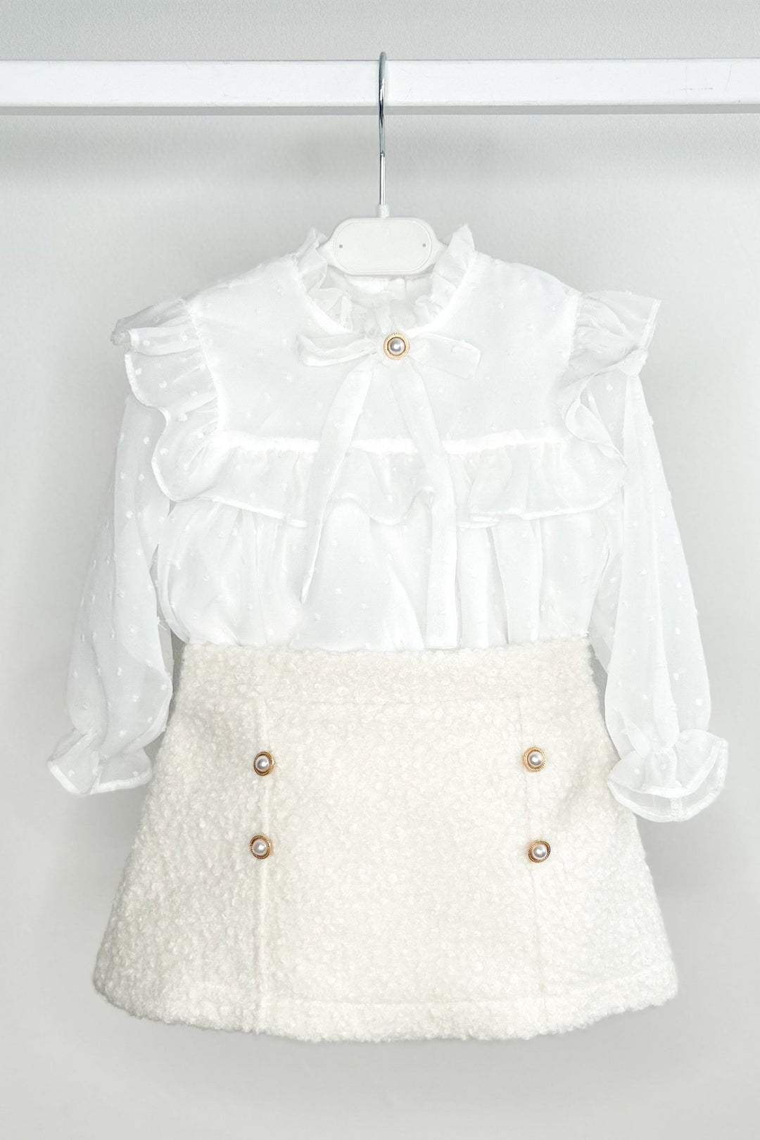 Puro Mimo "Blaire" Blouse & Ivory Bouclé Skirt - Millie and John