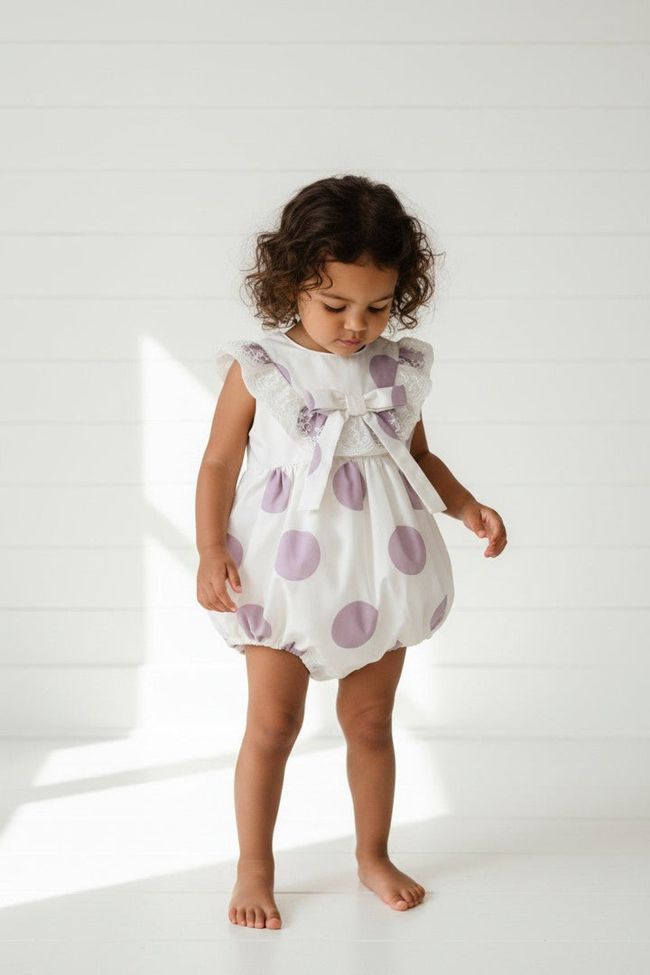 Puro Mimo "Camille" Lilac Polka Dot Romper - Millie and John