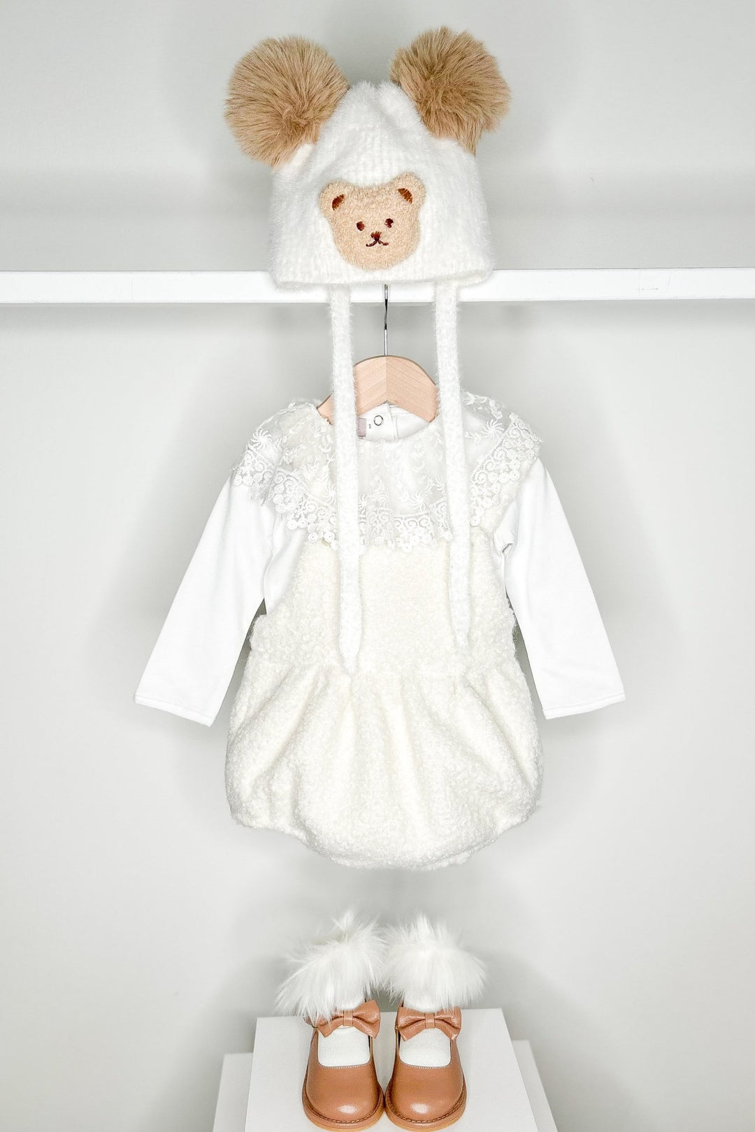 Puro Mimo "Carey" Ivory Bouclé Dungaree Romper - Millie and John