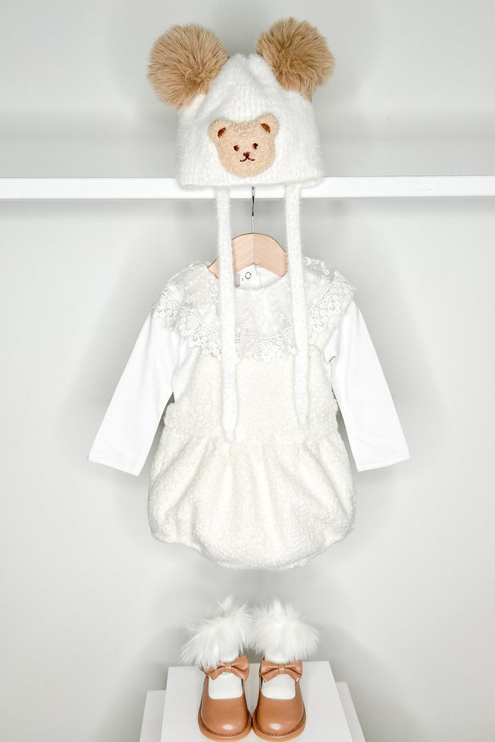 Puro Mimo "Carey" Ivory Bouclé Dungaree Romper - Millie and John