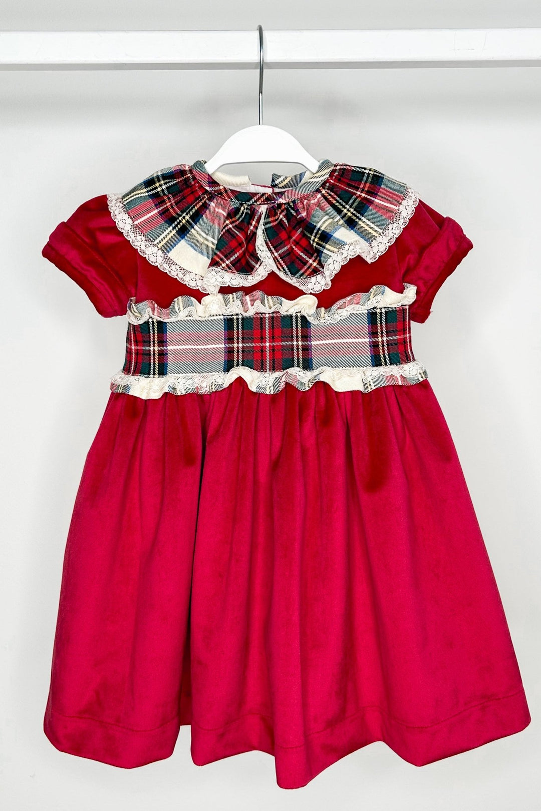 Puro Mimo "Clementine" Red Velvet Tartan Dress - Millie and John