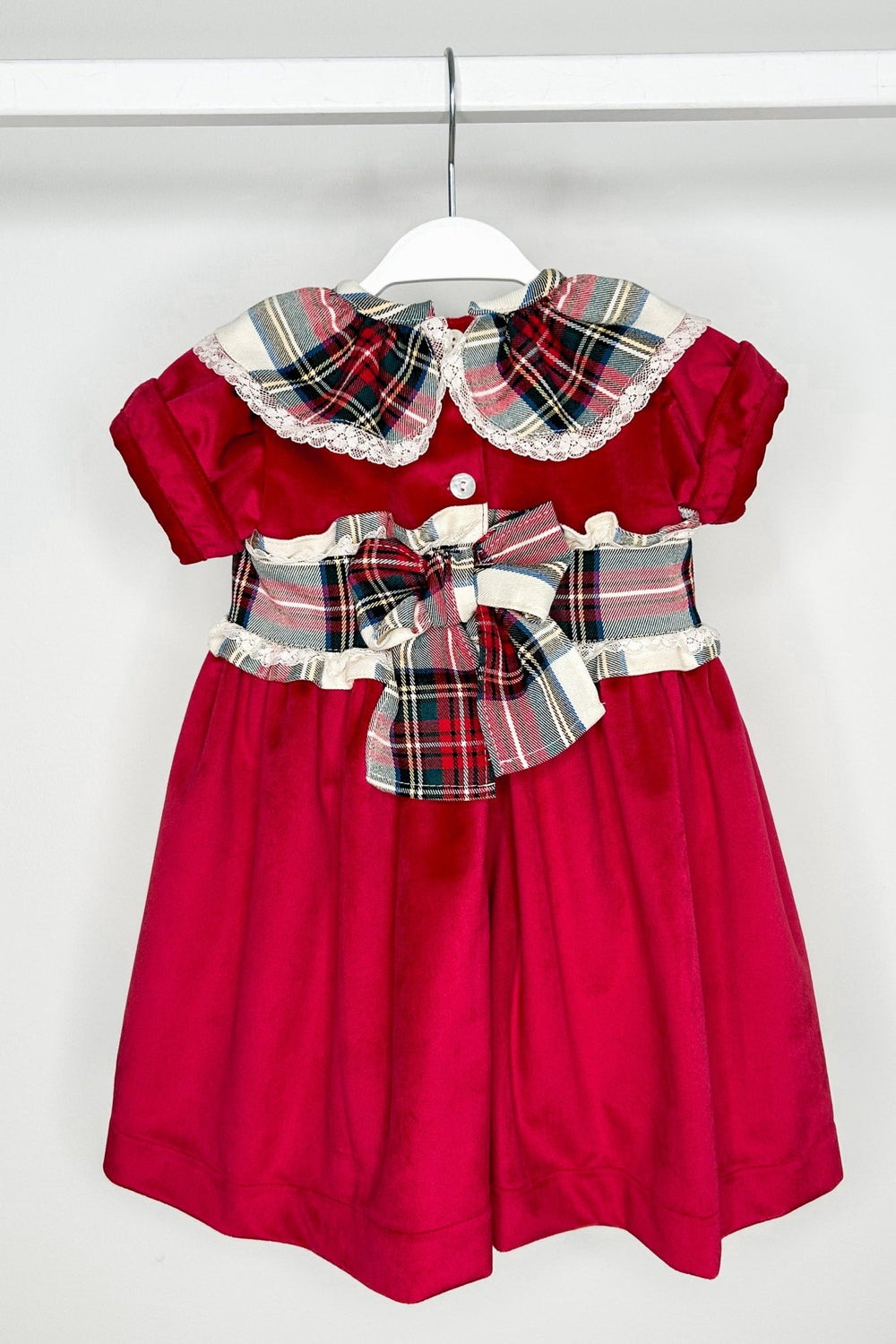 Puro Mimo "Clementine" Red Velvet Tartan Dress - Millie and John