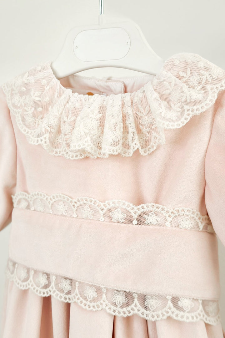 Puro Mimo "Delphine" Blush Pink Velvet Lace Dress - Millie and John