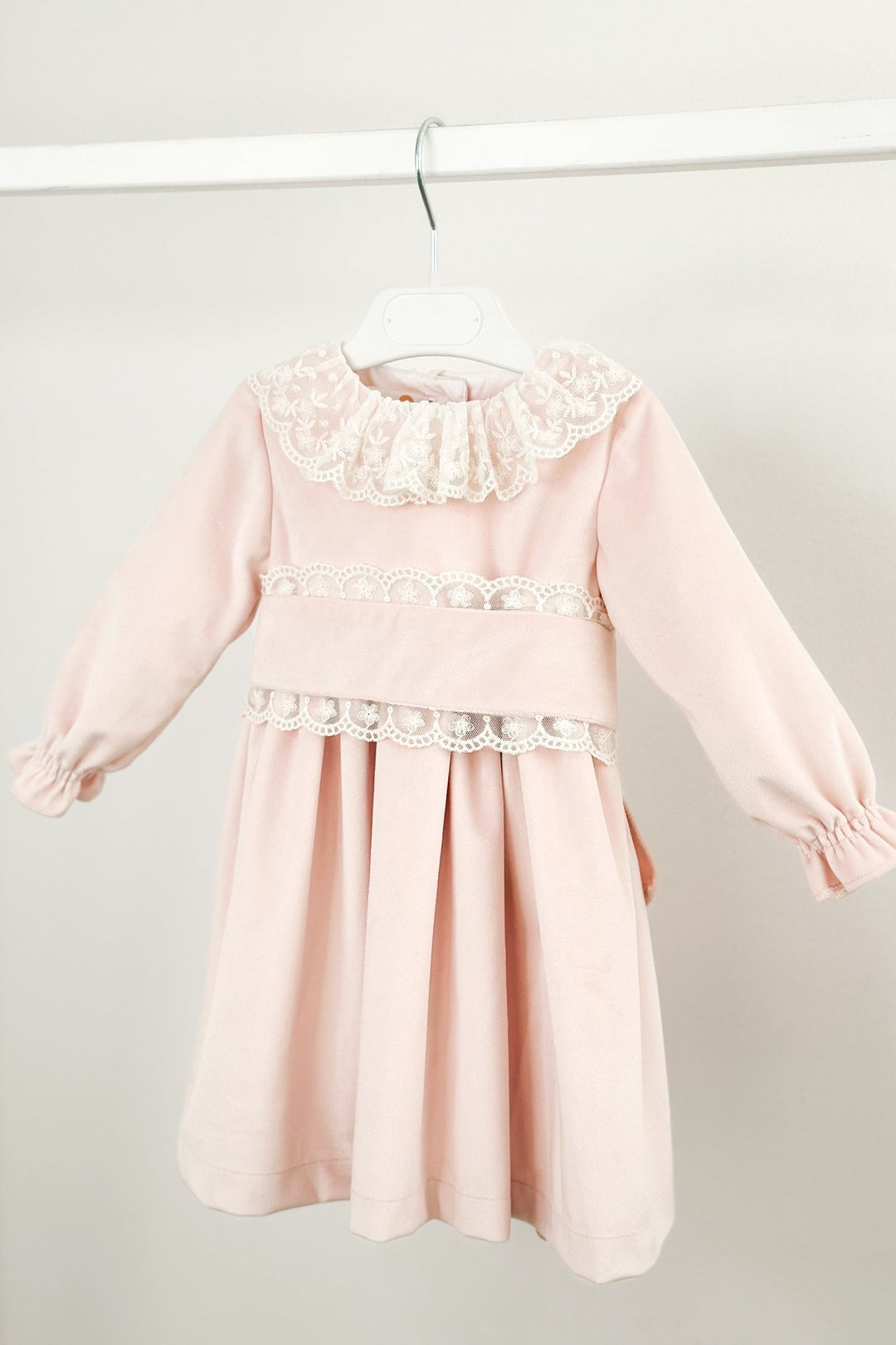 Puro Mimo "Delphine" Blush Pink Velvet Lace Dress - Millie and John
