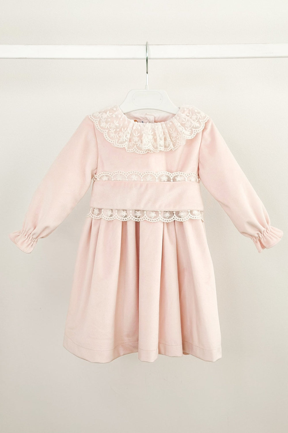 Puro Mimo "Delphine" Blush Pink Velvet Lace Dress - Millie and John
