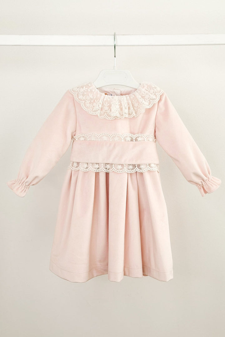 Puro Mimo "Delphine" Blush Pink Velvet Lace Dress - Millie and John