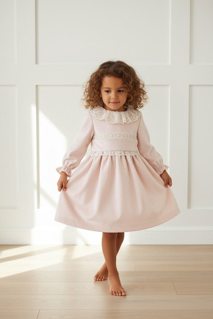 Puro Mimo "Delphine" Blush Pink Velvet Lace Dress - Millie and John