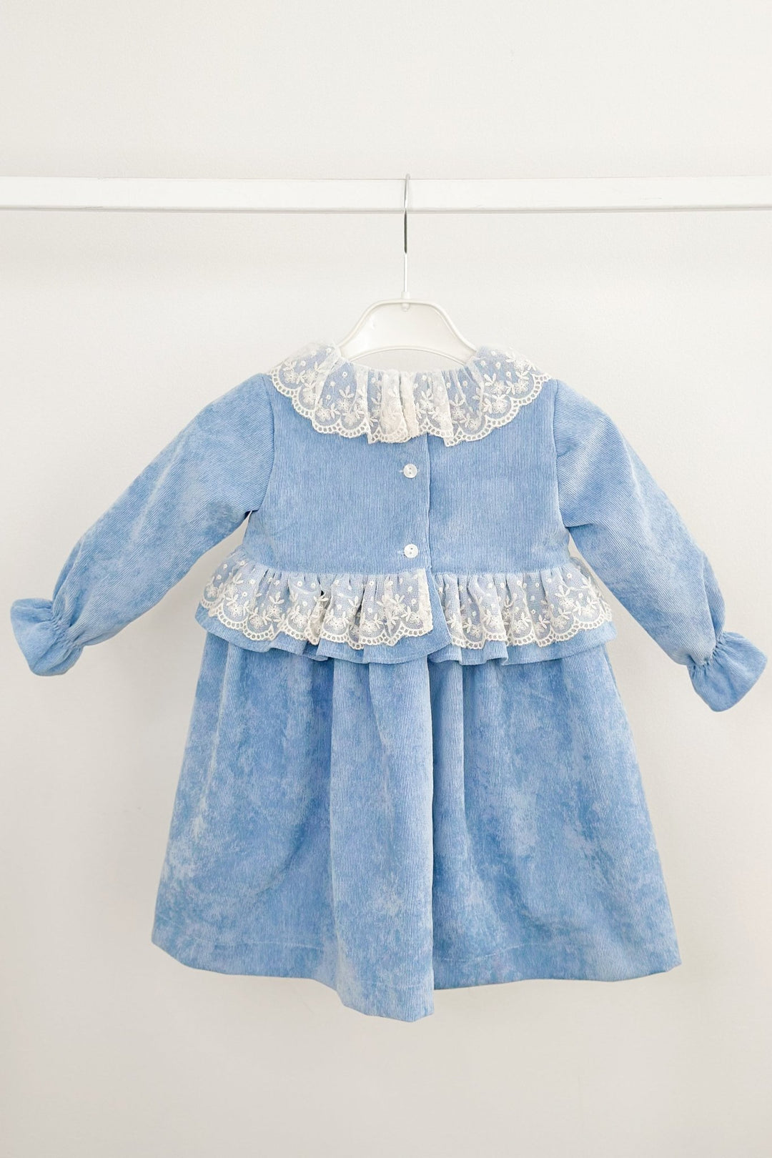 Puro Mimo "Elara" Powder Blue Needlecord Lace Dress - Millie and John