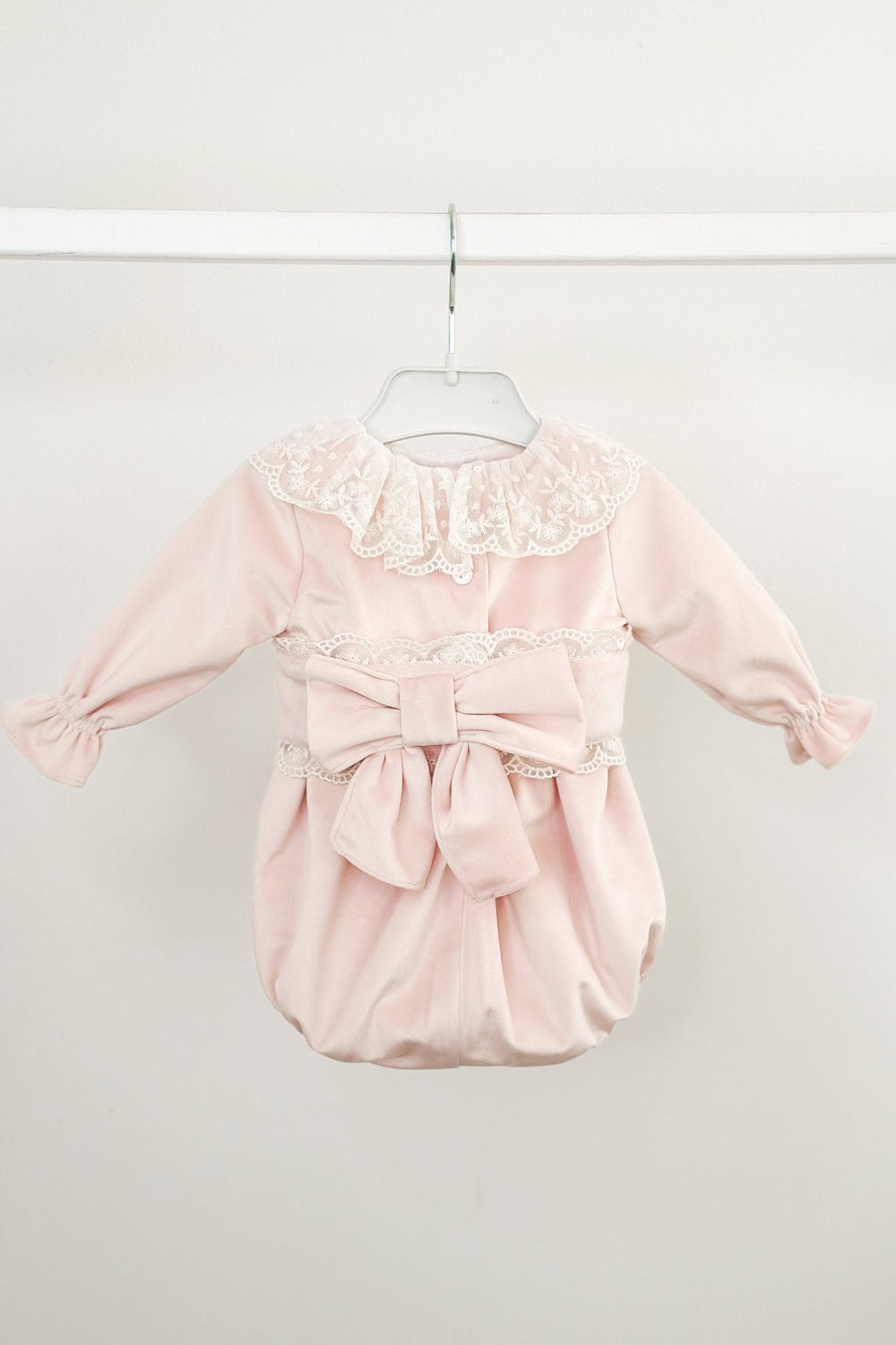 Puro Mimo "Fleur" Blush Pink Velvet Lace Romper - Millie and John