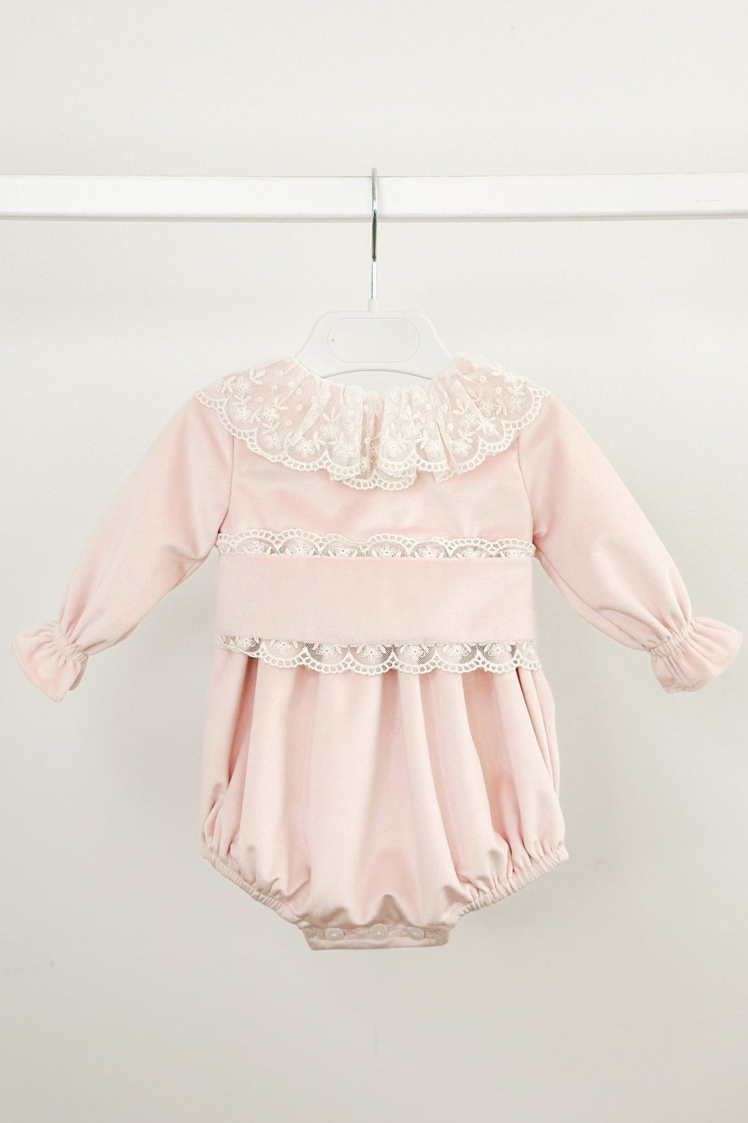 Puro Mimo "Fleur" Blush Pink Velvet Lace Romper - Millie and John