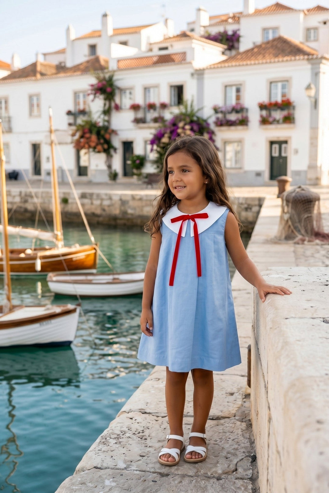Puro Mimo "Gianna" Blue & Red Sailor Dress - Millie and John