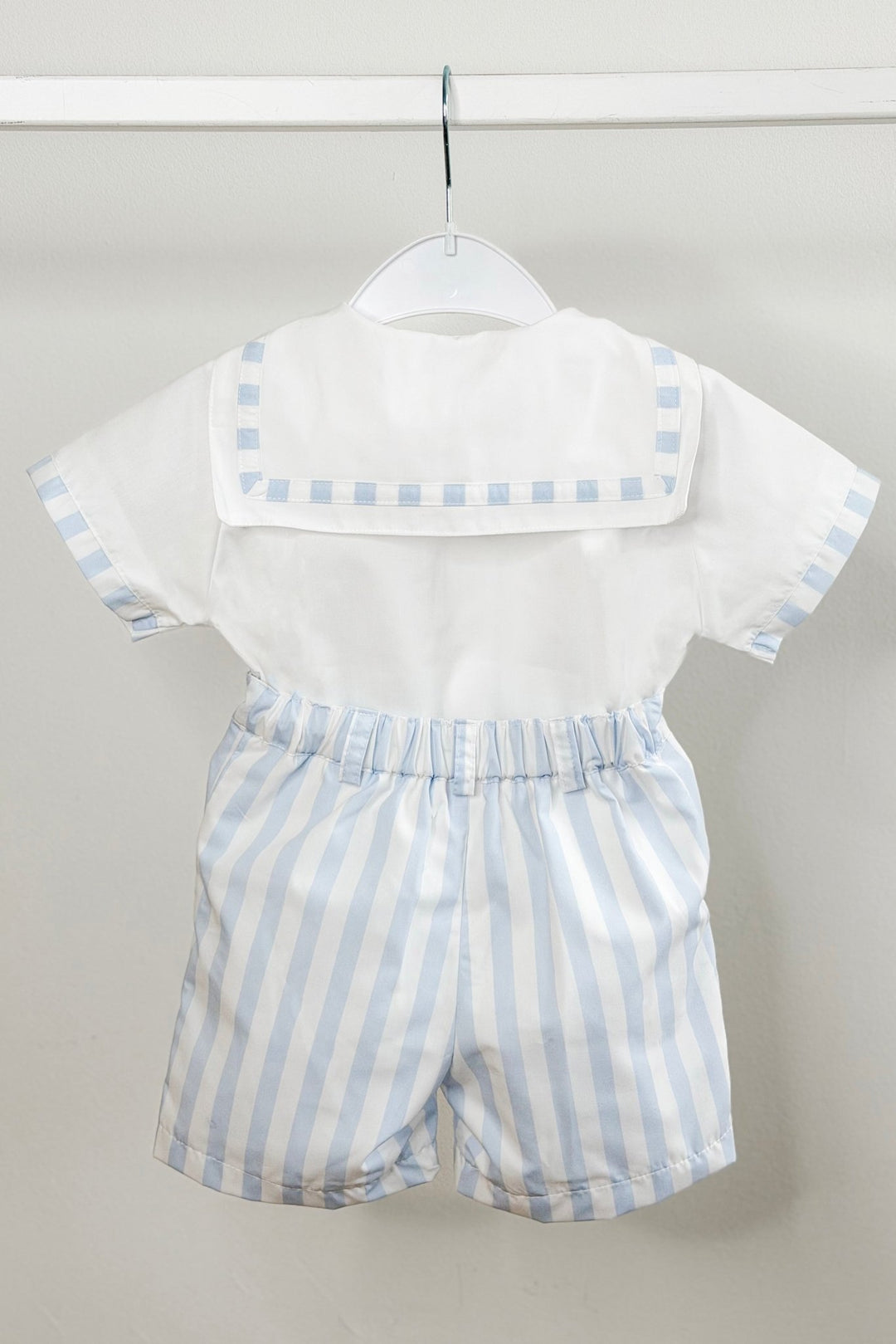 Puro Mimo "Harrison" Blue Striped Sailor Shirt & Shorts - Millie and John