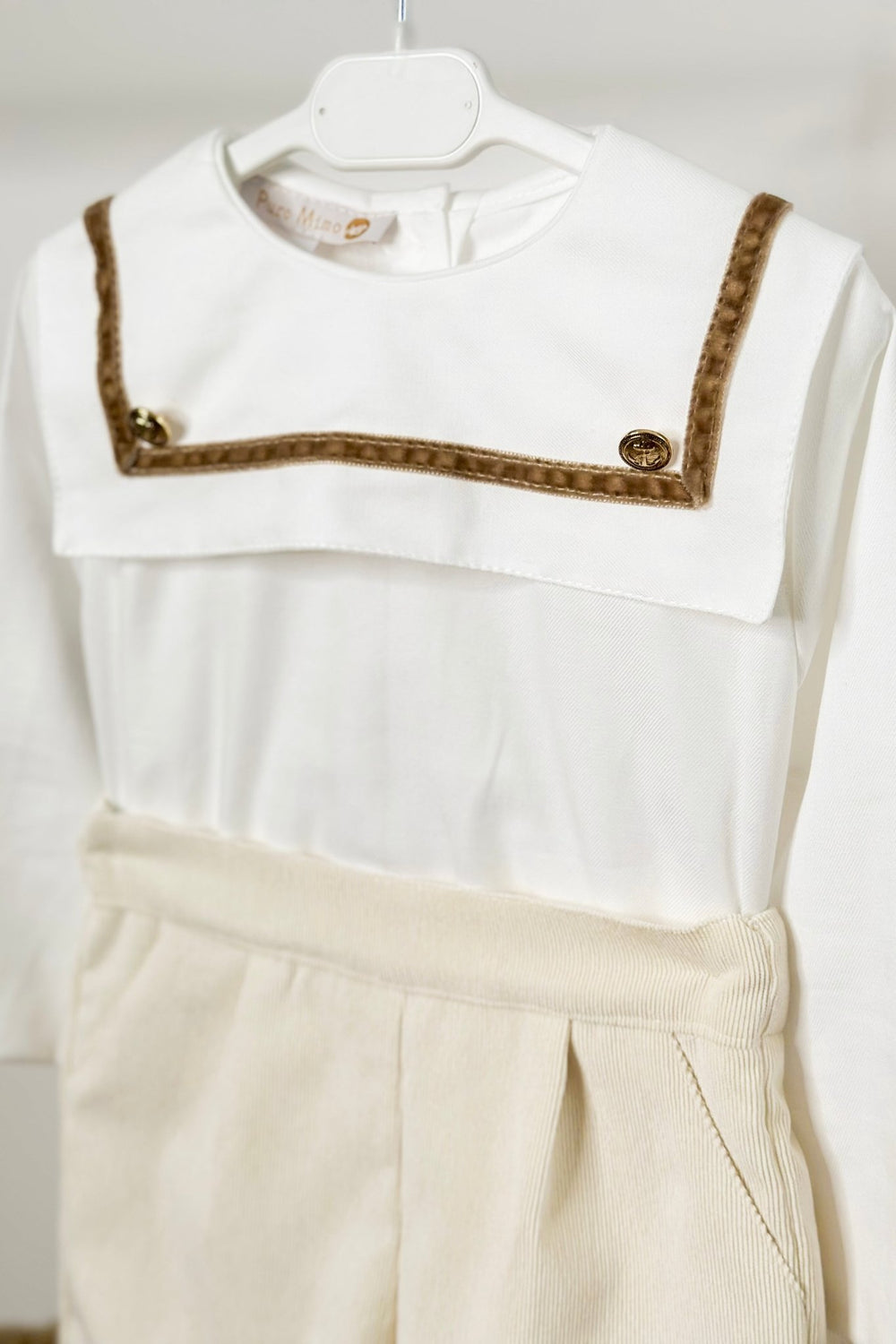 Puro Mimo "Hudson" Cream Cord Sailor Shirt & Shorts - Millie and John