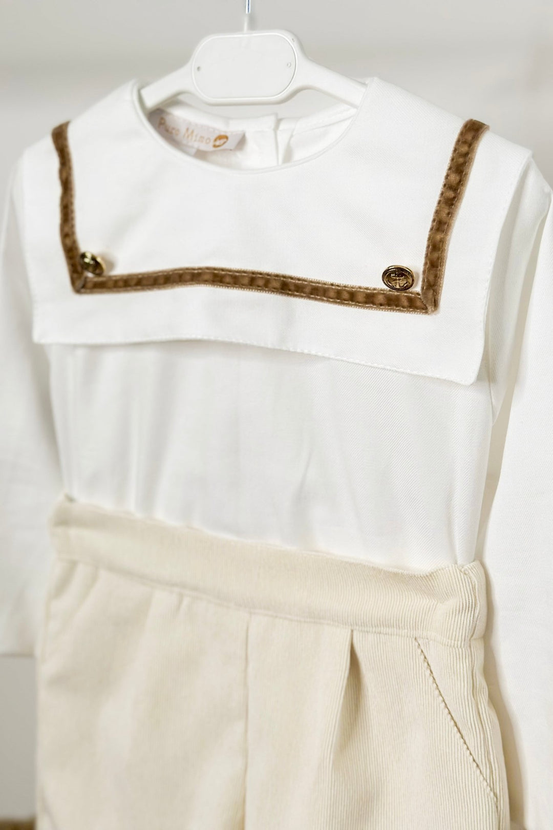 Puro Mimo "Hudson" Cream Cord Sailor Shirt & Shorts - Millie and John