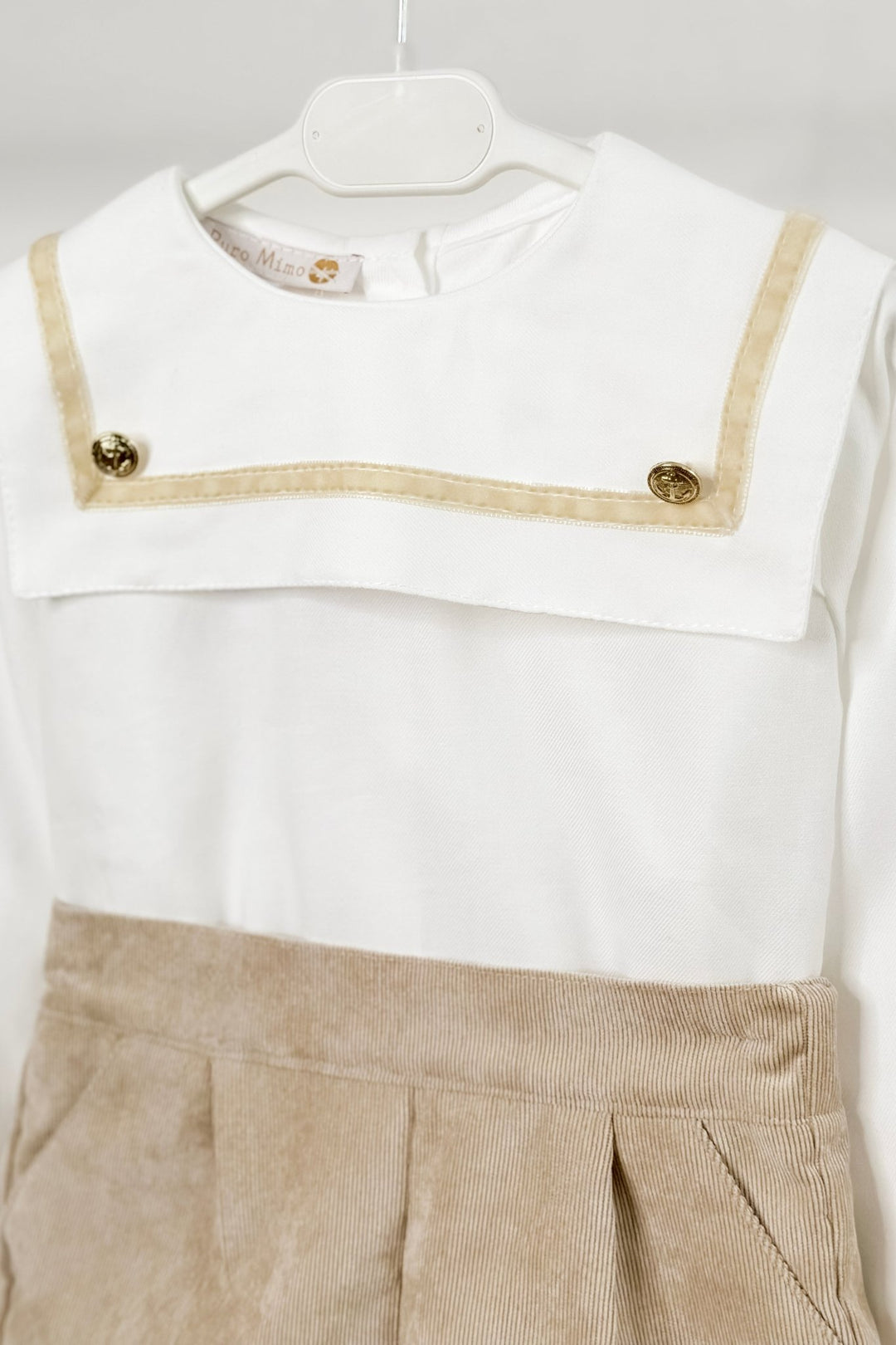 Puro Mimo "Hudson" Stone Cord Sailor Shirt & Shorts - Millie and John