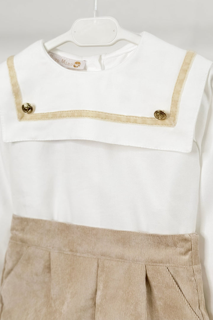 Puro Mimo "Hudson" Stone Cord Sailor Shirt & Shorts - Millie and John